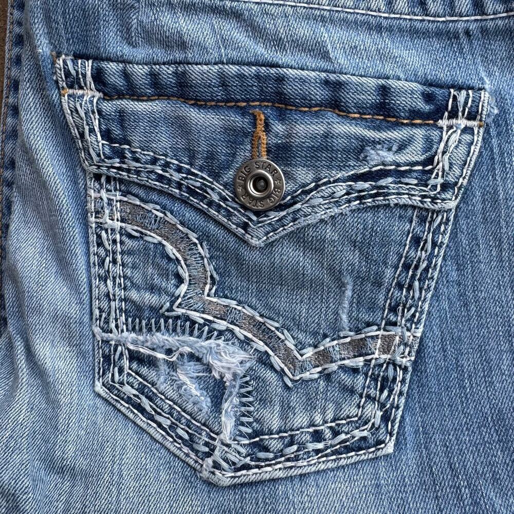 Big Star Remy Low Rise Bootcut Jeans Size 32L Distressed Y2K - Picture 6 of 10